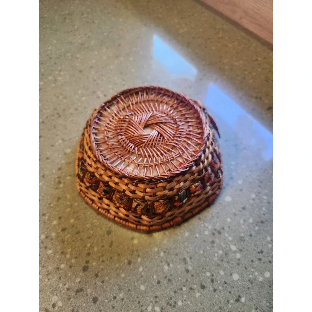 VTG Round Sunflower Fabric Woven Basket
